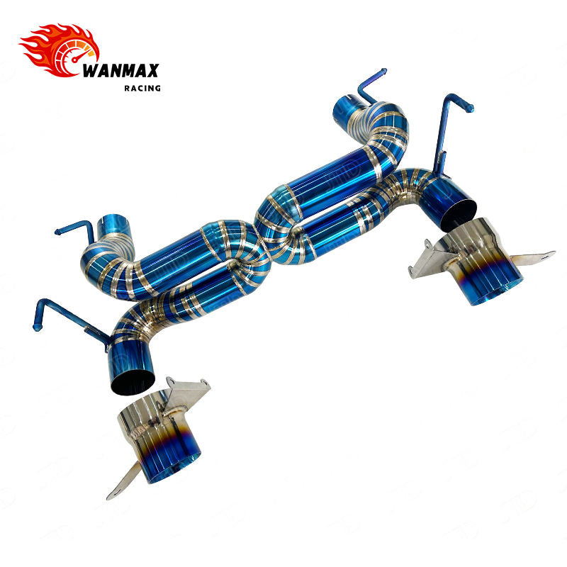 Non-Valved Straight Pipe Catback Exhaust for Ferrari 488 GTB Spider 3.9T Twin Turbo V8  Full Titanium