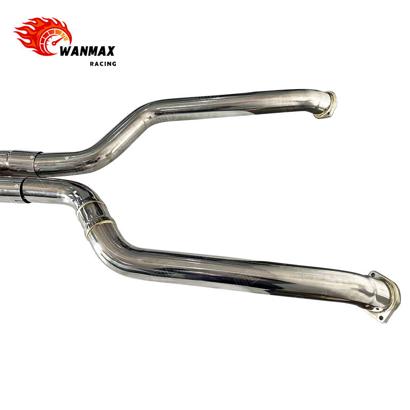 Mirror Polished 304 Stainless Steel X-Pipe Electronic Valved Catback Exhaust with Carbon Fiber Tips for BMW G90 M5 S68 4.4T V8 Hybrid 2024+
