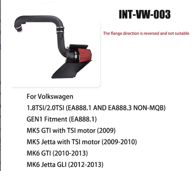 Performance Aluminum Cold Air Intake System Kit with Heat Shield for VW MK5 MK6 GTI Jetta GLI EA888 1.8T 2.0T TSI