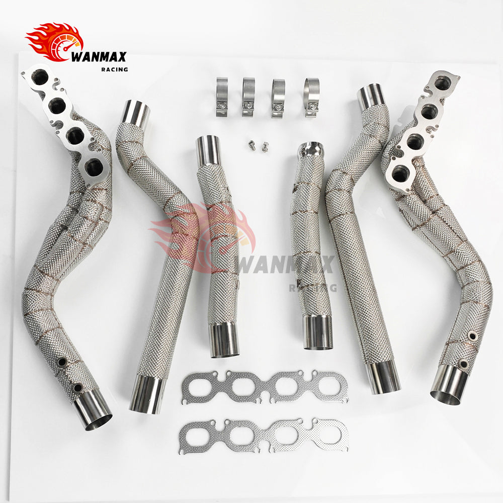 T304 Heat-Wrapped Equal-Length Long-Tube Header Pair for Mercedes-AMG C63 W204 M156 6.2L V8