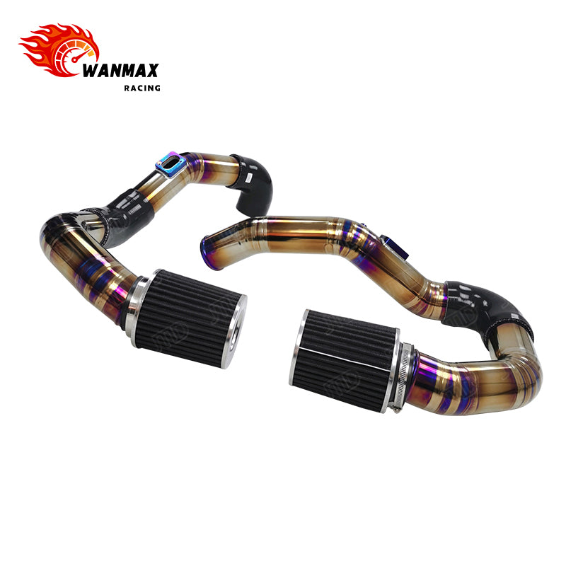 Front Mount Titanium Dual Air Intake System Kit with Twin Pipes for BMW F80 M3 F82 M4 S55 3.0T Engines
