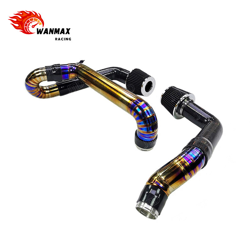 Premium Front Mount Burnt Titanium & Silicone Hybrid Air Intake Kit for BMW G80 M3 G82 M4 S58 3.0T Engines Performance Intake Pipes and High Flow Filter Kit