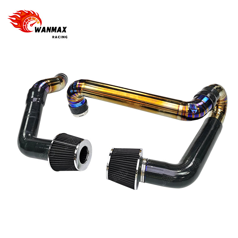 Premium Front Mount Burnt Titanium & Silicone Hybrid Air Intake Kit for BMW G80 M3 G82 M4 S58 3.0T Engines Performance Intake Pipes and High Flow Filter Kit
