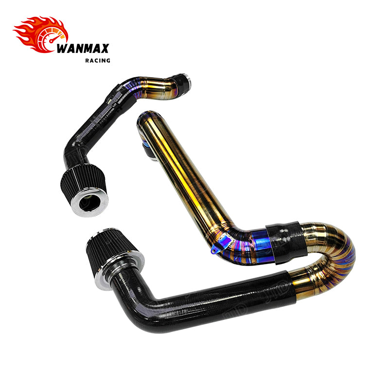 Premium Front Mount Burnt Titanium & Silicone Hybrid Air Intake Kit for BMW G80 M3 G82 M4 S58 3.0T Engines Performance Intake Pipes and High Flow Filter Kit
