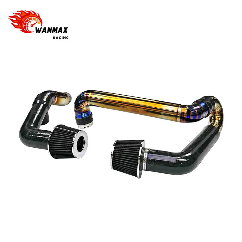 Premium Front Mount Burnt Titanium & Silicone Hybrid Air Intake Kit for BMW G80 M3 G82 M4 S58 3.0T Engines Performance Intake Pipes and High Flow Filter Kit