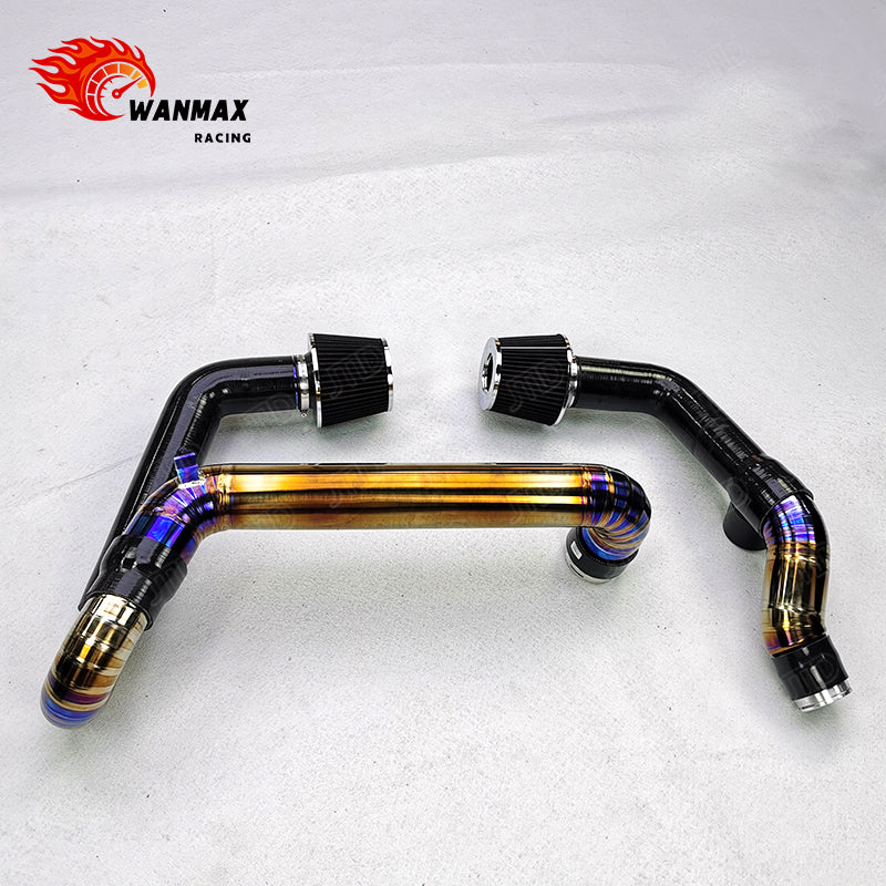 Premium Front Mount Burnt Titanium & Silicone Hybrid Air Intake Kit for BMW G80 M3 G82 M4 S58 3.0T Engines Performance Intake Pipes and High Flow Filter Kit