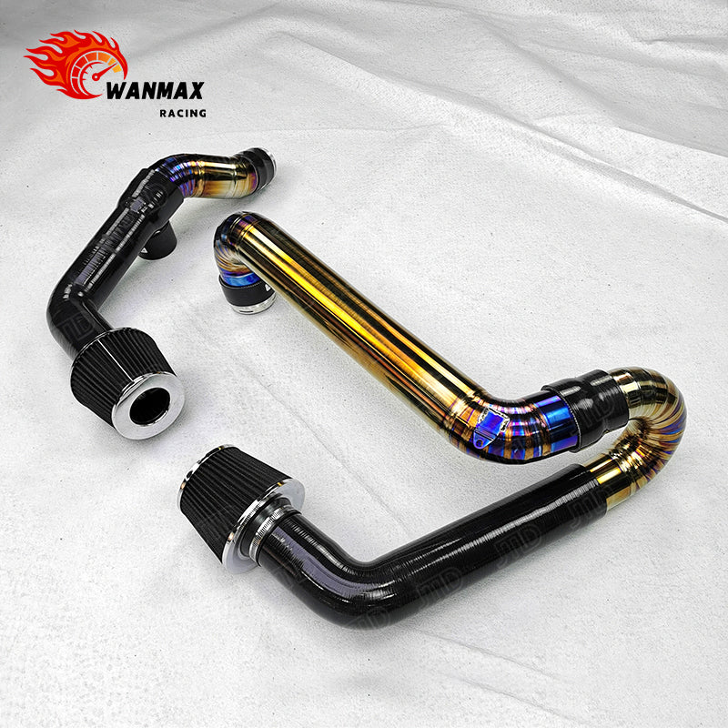 Premium Front Mount Burnt Titanium & Silicone Hybrid Air Intake Kit for BMW G80 M3 G82 M4 S58 3.0T Engines Performance Intake Pipes and High Flow Filter Kit