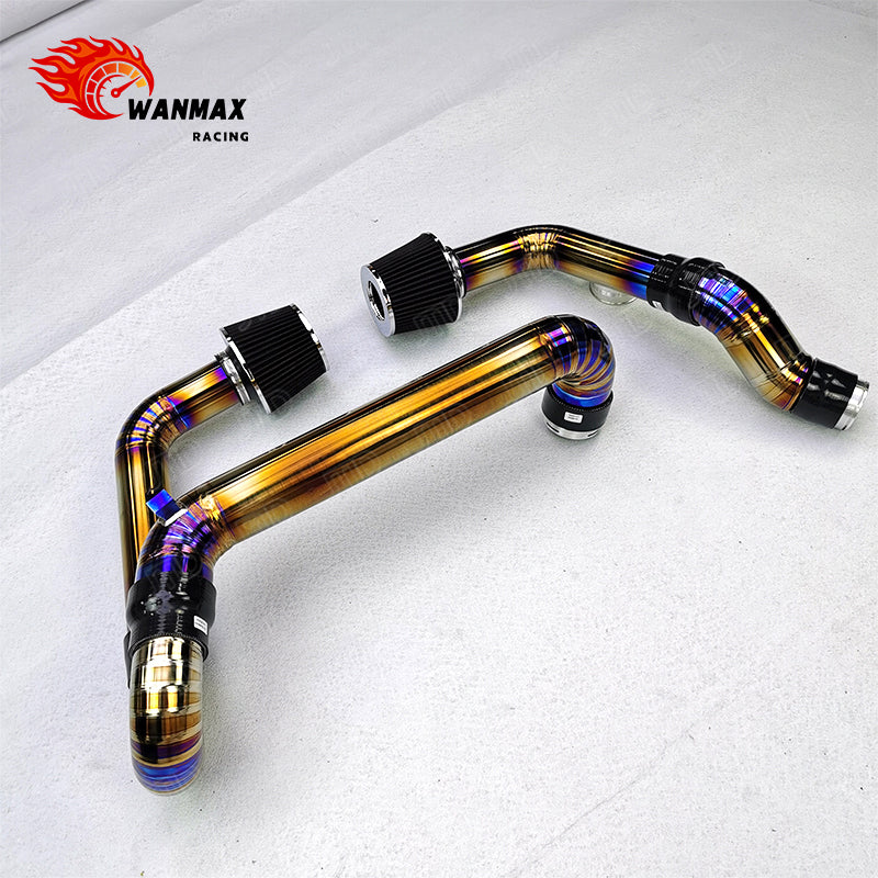 High Flow Front Mount Cold Air Intake Kit for BMW M3 G80 M4 G82 S58 Burnt Gold Titanium Performance Dual Induction System